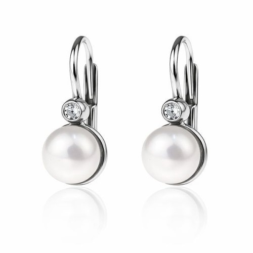 Stříbrné náušnice s perlou a zirkonem