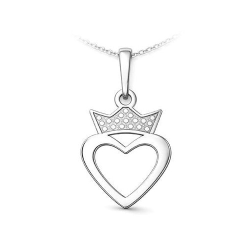 Stříbrný přívěsek srdce s korunkou