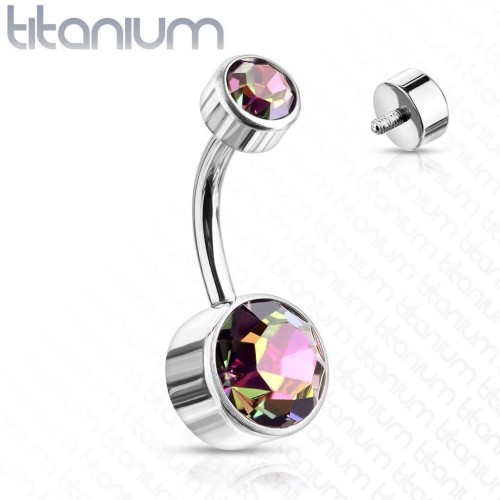 Piercing do pupíku - TITAN (vitrail medium) kuličky 5 a 8 mm