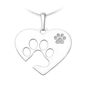Stříbrný přívěsek srdce s otiskem a výřezem tlapky