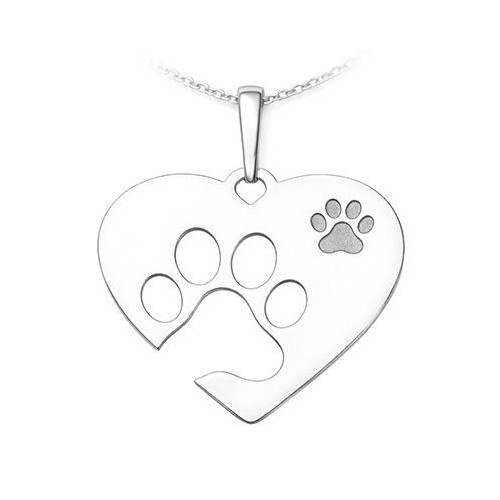 Stříbrný přívěsek srdce s otiskem a výřezem tlapky