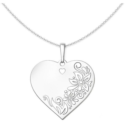 Stříbrný přívěsek srdce s květinovým motivem