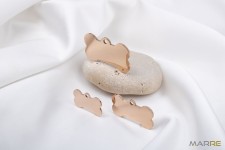 Ocelová psí známka ve tvaru kosti růžovozlatá L