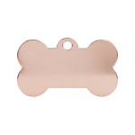Ocelová psí známka ve tvaru kosti růžovozlatá M
