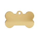 Ocelová psí známka ve tvaru kosti zlatá S