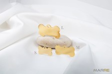 Ocelová psí známka ve tvaru kosti zlatá L