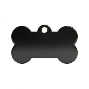 Ocelová psí známka ve tvaru kosti černá (S/M/L)