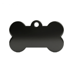 Ocelová psí známka ve tvaru kosti černá S
