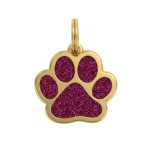 Třpytivá známka ve tvaru tlapky růžová