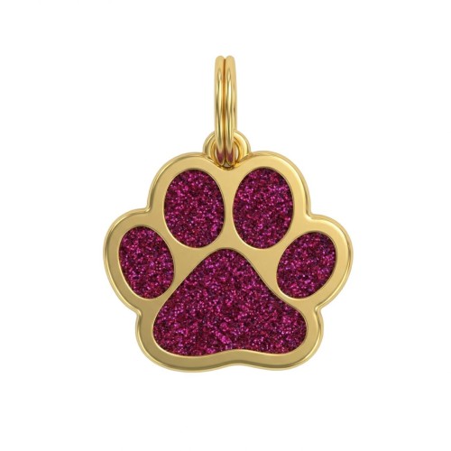 Třpytivá známka ve tvaru tlapky růžová