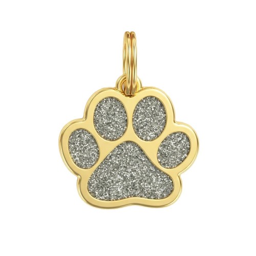 Třpytivá známka ve tvaru tlapky stříbrná