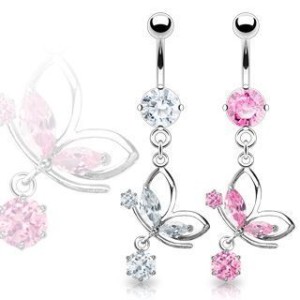 Piercing do pupíku motýl HWNSR9596 čirý