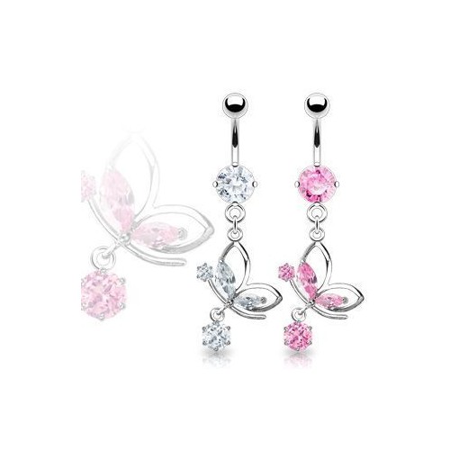 Piercing do pupíku motýl HWNSR9596 čirý