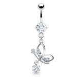 Piercing do pupíku motýl HWNSR9596 čirý