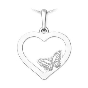 Stříbrný přívěsek srdce s motýlem