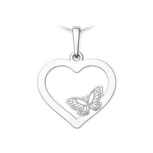 Stříbrný přívěsek srdce s motýlem