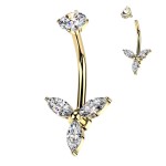 Celoocelový piercing do pupíku kytička