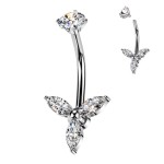 Celoocelový piercing do pupíku kytička stříbrná