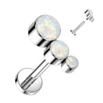 Piercing labreta titan s opály (bílý)