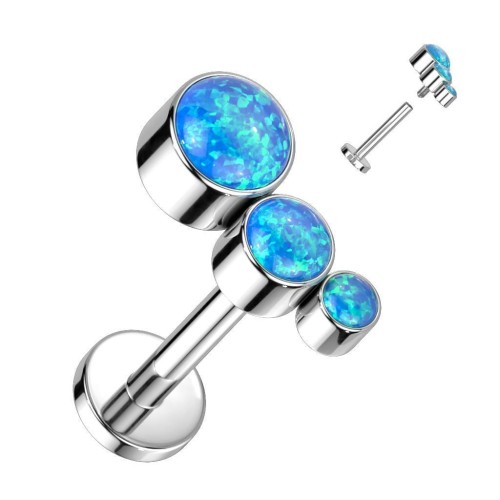 Piercing labreta titan s opály (modrý)