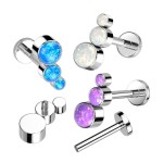 Piercing labreta titan s opály (modrý)