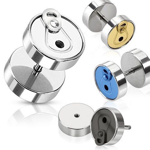 Piercing falešný plug plechovka černá