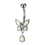 Piercing do pupíku motýlek (růžová)
