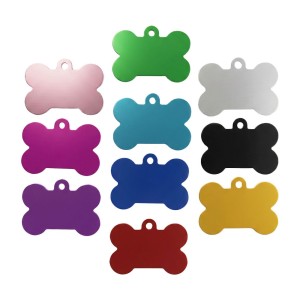 Hliníková psí známka ve tvaru kosti L