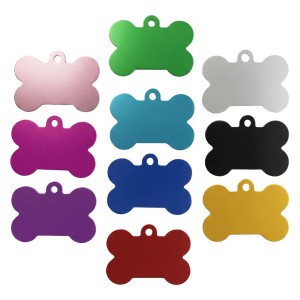 Hliníková psí známka ve tvaru kosti XL