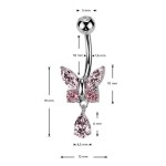 Zlacený piercing do pupíku motýlek (čirá)