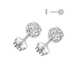 Ocelové náušnice s čirými krystaly