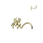 Zahnutý piercing do nosu pavouček (stříbrný)