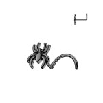 Zahnutý piercing do nosu pavouček (stříbrný)