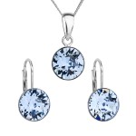 Sada šperků s krystaly Swarovski náušnice, řetízek a přívěsek modré kulaté 39140.3 sapphire