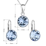 Sada šperků s krystaly Swarovski náušnice, řetízek a přívěsek modré kulaté 39140.3 sapphire