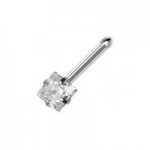 Piercing do nosu - čtvercový kamínek 3 x 3 mm (čirá)