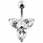 Stříbrný piercing do pupíku - kytička (čirá)