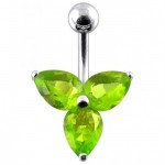 Stříbrný piercing do pupíku - kytička (čirá)