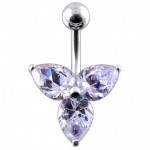 Stříbrný piercing do pupíku - kytička (čirá)