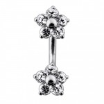 Stříbrný piercing do pupíku - kytičky (růžová)