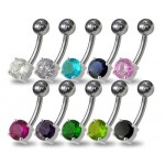 Stříbrný piercing do pupíku - kulatý zirkon 6 mm (čirá)