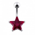 Stříbrný piercing do pupíku - hvězda (fialová)