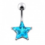 Stříbrný piercing do pupíku - hvězda (fialová)
