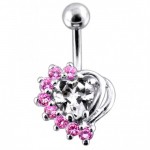 Stříbrný piercing do pupíku (čirá/tyrkysová)