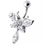 Stříbrný piercing do pupíku - motýl (čirá)