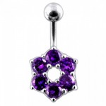 Stříbrný piercing do pupíku - kytička (tyrkysová)