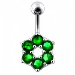 Stříbrný piercing do pupíku - kytička (tyrkysová)