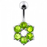 Stříbrný piercing do pupíku - kytička (tyrkysová)