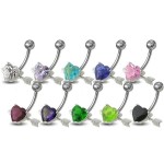 Stříbrný piercing do pupíku - srdíčko probodnuté (čirá)