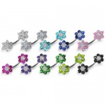 Stříbrný piercing do pupíku - kytičky (růžová)